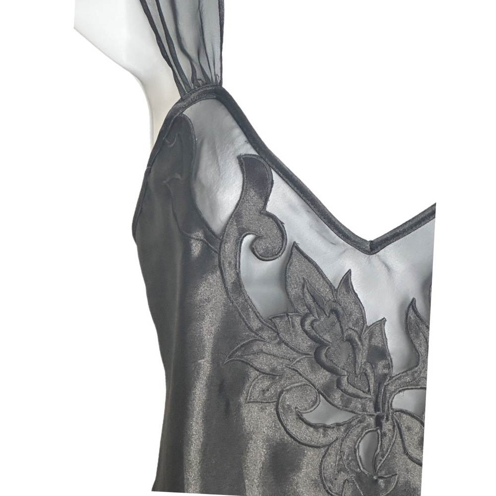 Natori Black Silky Floral Lacey Teddy M - Picture 2 of 8
